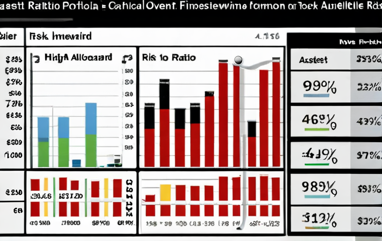 **
"Diverse investment portfolio analysis with charts showing risk-reward ratio and asset allocation, overlaid on a modern financial data visualization."
**