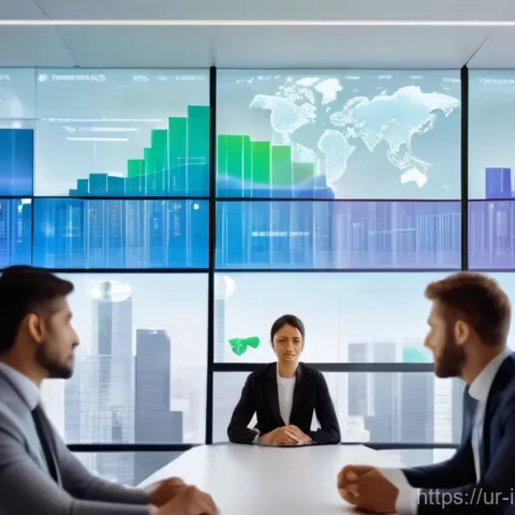 사모펀드 투자에 대한 전문가 인터뷰 - "A visually compelling, high-resolution image depicting a diverse group of business professionals in...